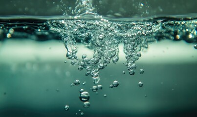 Dissolving tablet releasing tiny bubbles in water, close-up shot