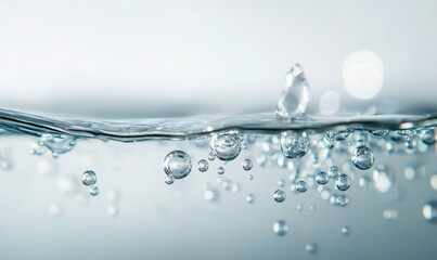 Effervescent tablet breaking apart in water, tiny bubbles