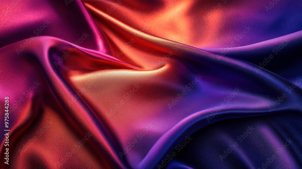 Poster beautiful gradient of silk texture flowing diagonally in vibrant colors at twilight