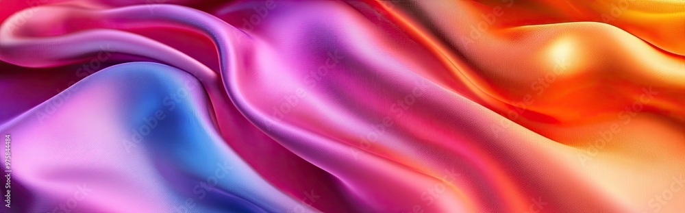 Poster colorful silk fabric drapes creating a vibrant abstract pattern in natural light