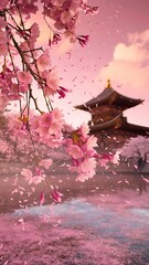 Falling petals of cherry blossoms