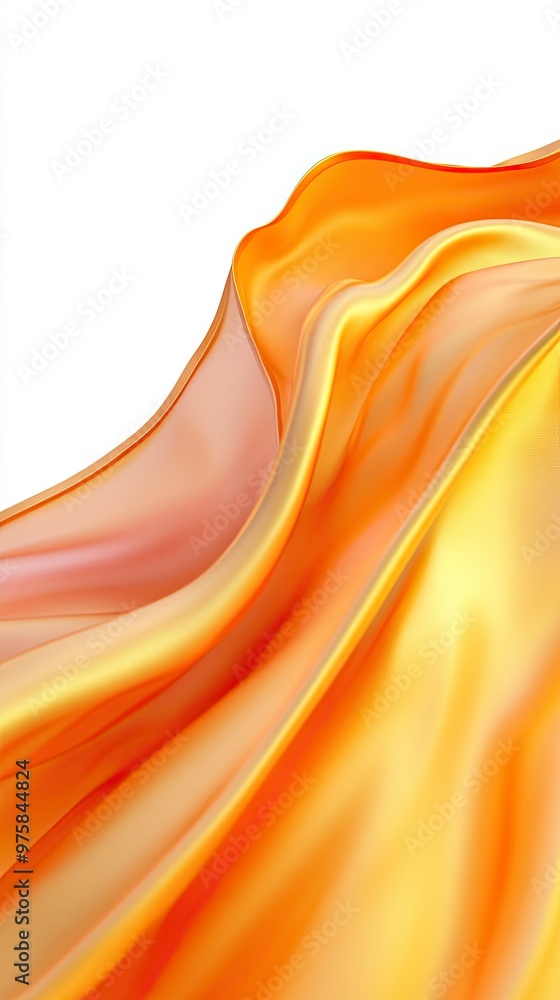 Poster vibrant flowing fabric in shades of orange and gold creating a dynamic visual texture