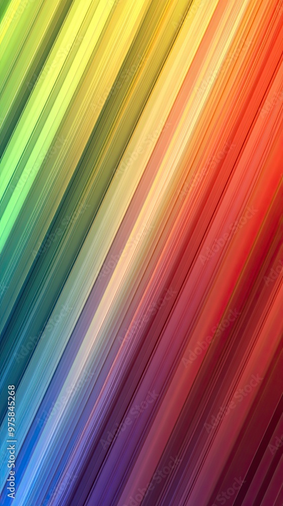 Poster vibrant diagonal stripes blend a spectrum of colors in an abstract artistic composition