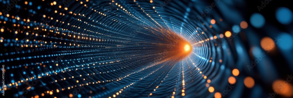 Aufkleber understanding the interference of light through a vibrant, dynamic tunnel of particles