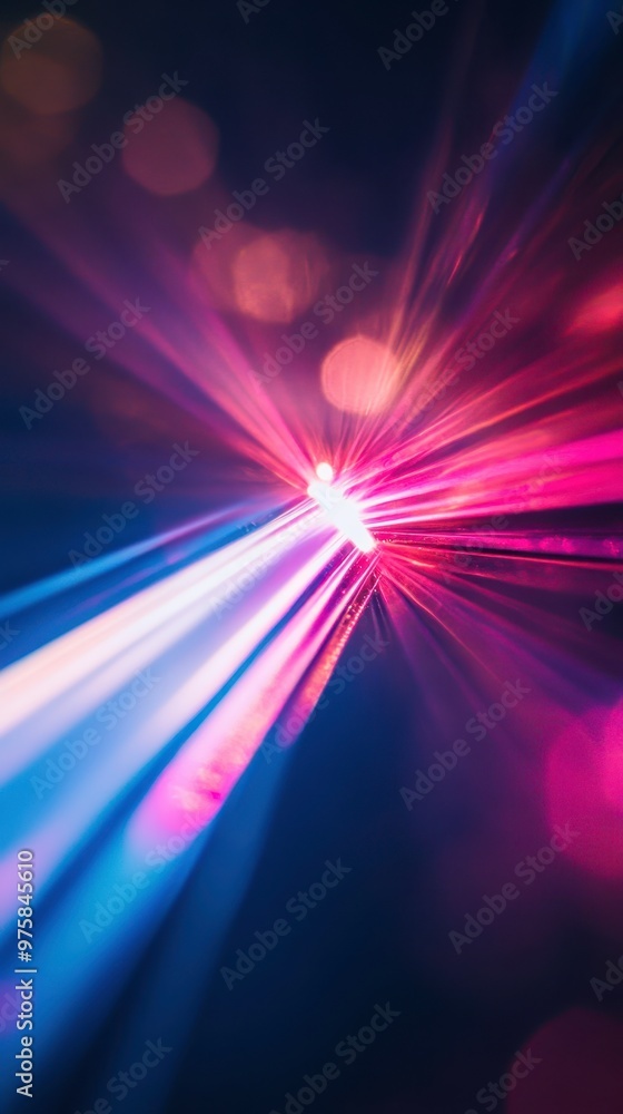 Poster Beautiful Interference Patterns and Light Beams Creating Mesmerizing Effects in a Dark Environment