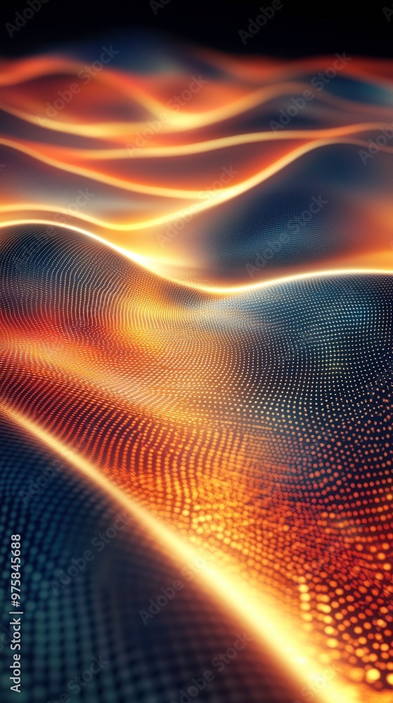 Poster Exploring the Interference Patterns of Light Through Vibrant Waves in a Dark Environment