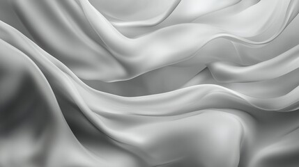Obraz premium A monochromatic abstract background with silky waves of various shades of grey, weaving through a misty, ethereal environment, creating a sense of calm and motion.