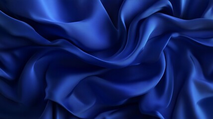 Obraz premium A rich, royal blue 3D render showcasing silk drapery with complex folds and layered textures ,an abstract background