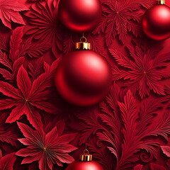 Elegant Red Christmas Ornaments with Intricate Leaf Designs
