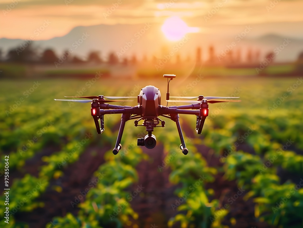 Poster precision drone seeding field for optimal crop growth and distribution