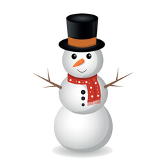 Snowman isolated on transparent background.