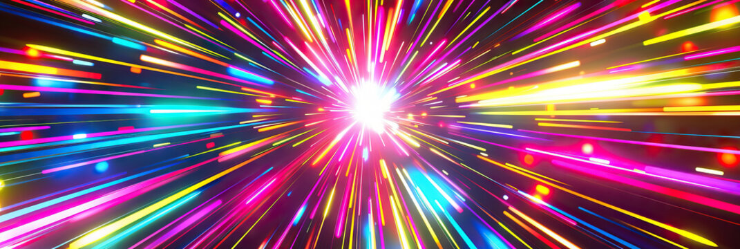 Electric Escape: A dazzling display of bright colors in an abstract pattern, ideal for nightclubs, event venues, or entertainment businesses.