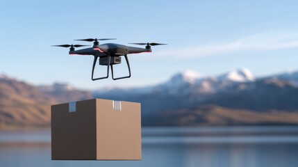 Drone Delivery over Mountains and Lake.