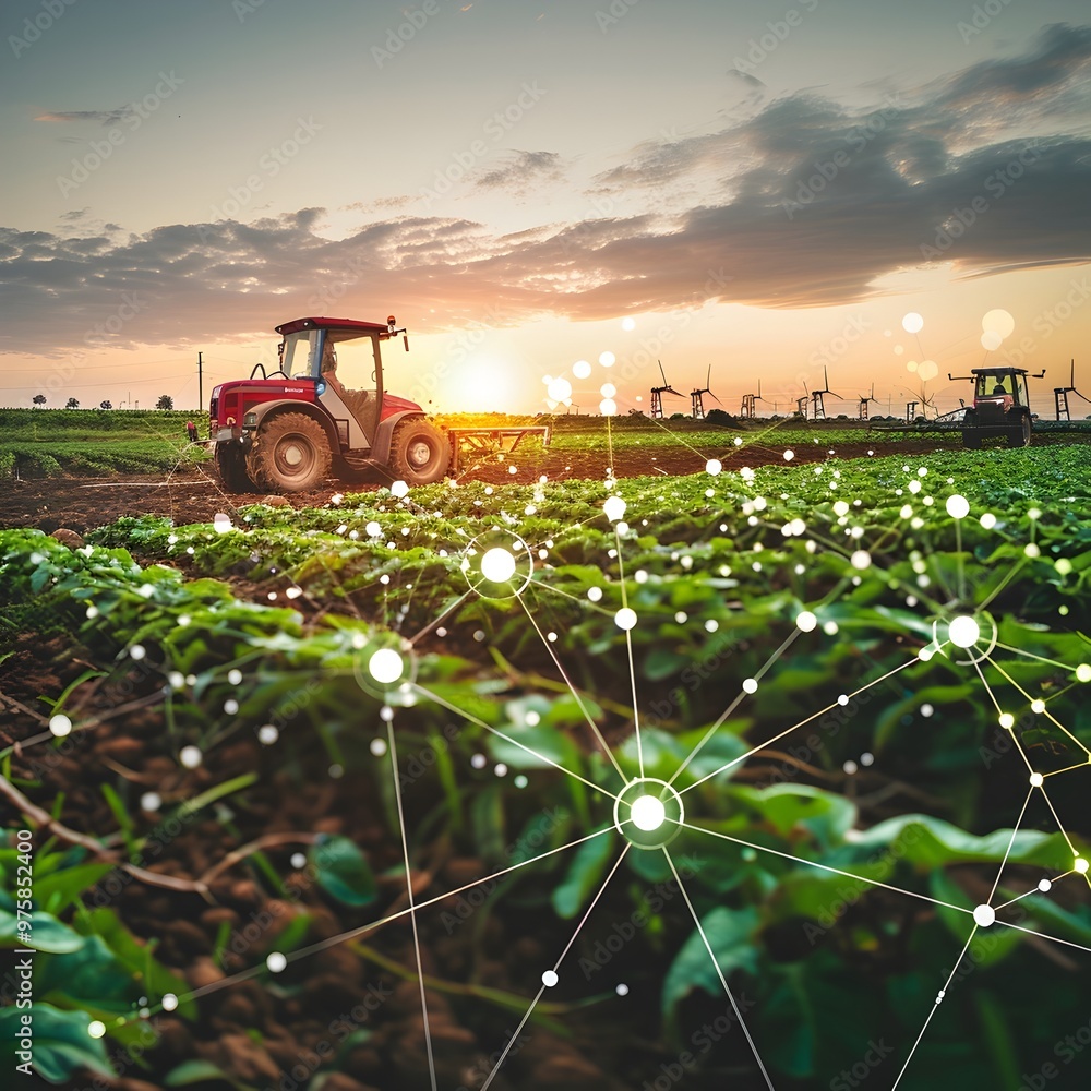 Poster smart farm with interconnected iot devices providing data for efficient agricultural decision making