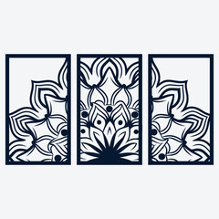 Mandala Panels Wall Laser Cut Design, Mandala Vector