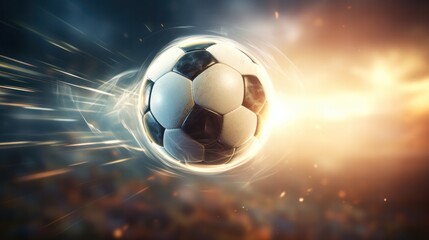Fototapeta premium A captivating close-up of a soccer ball ablaze, with flames erupting from various points around it.