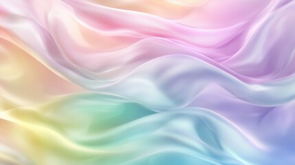 Obraz premium A vibrant abstract art background where emerald green silky waves ripple through a sea of soft lavender and pink hues, creating a dynamic interplay of light and shadow.