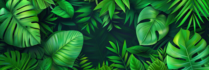 Fototapeta premium Lush Greenery: A verdant, leafy green abstract background with a natural, organic feel, perfect for eco-friendly businesses and outdoor recreation companies.
