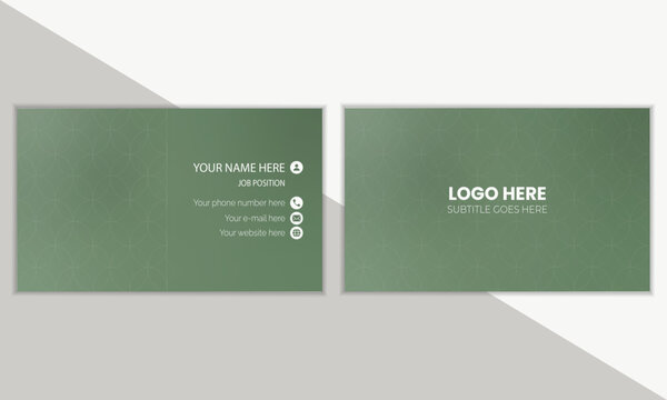 Minimal creative simple clean style pattern professional horizontal modern elegant green business card template