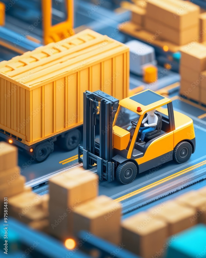 Poster revolutionizing manufacturing selfdriving forklifts and robots collaborate for efficient autonomous 