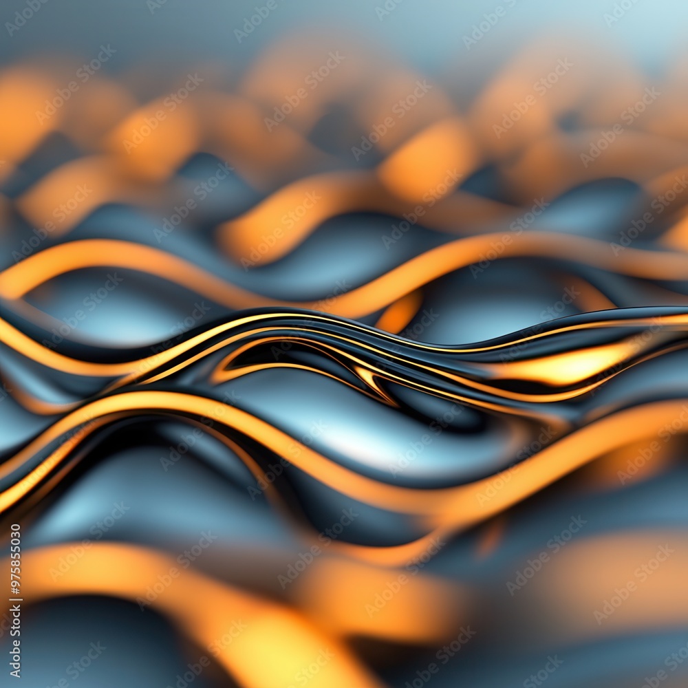 Wall mural abstract wavy background with orange and blue hues.