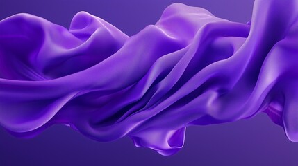 Obraz premium A vibrant purple 3D render showcasing silk folded into intricate, cascading layers that create a dynamic abstract background.