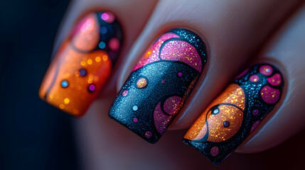 Close-Up Image of Glitter Nail Art