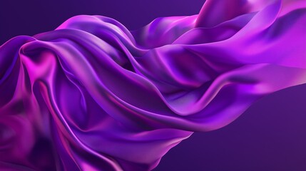 Obraz premium A vibrant purple 3D render showcasing silk folded into intricate, cascading layers that create a dynamic abstract background.