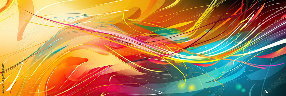 Aufkleber a striking, colorful abstract background with swirling lines and shapes, creating a modern and dynam