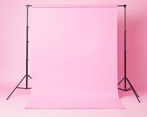 A vibrant pink backdrop set up for photography, perfect for portraits and creative projects, adding excitement to any shoot.