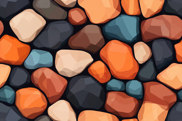 Explore a seamless stone wall pattern illustration, perfect for wallpaper, paving designs, and pebbled beach themes, ideal for creative projects and backgrounds.