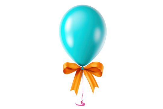 A single large balloon tied with multiple ribbons in vibrant colors, perfect for celebrations and events isolated on white background