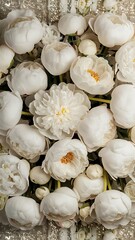 Pure white peony flowers as floral art background, wedding decor and luxury branding design