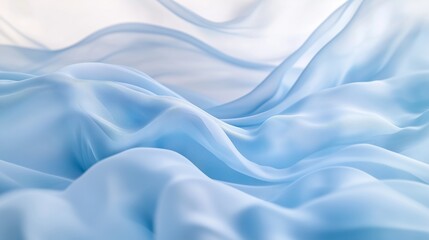 Fototapeta premium Gentle waves of translucent azure fabric floating in mid-air, each layer overlapping with a gradient of blue hues, creating a serene and calming visual