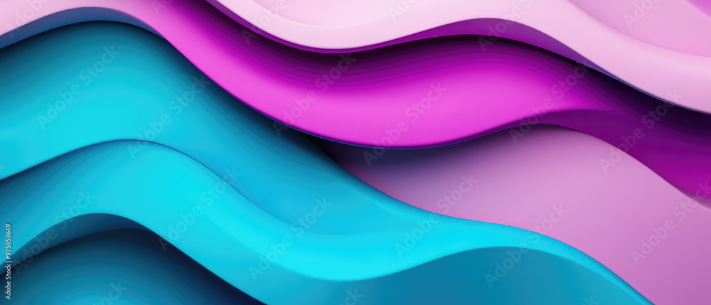 Poster explore a vibrant turquoise and purple 3d background texture, perfect for creative projects needing 