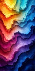 Obraz premium Vibrant abstract waves in hues of red, blue, and yellow create a colorful visual experience.
