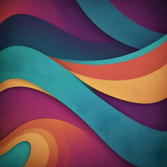 Dynamic Interwoven Abstract with Vibrant Teal, Orange, and Purple Bands