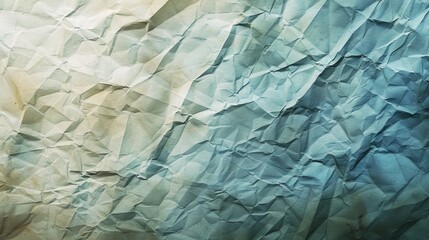 Crinkled textured paper displaying varied shades of blue and green under soft lighting, creating a serene and calming visual ambiance