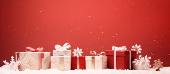 Christmas Gifts on Snowy Background