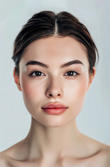 Fototapeta premium Close-Up Portrait of a Woman with Natural Healthy Skin and Colored Eyes - Beauty Skincare Concept