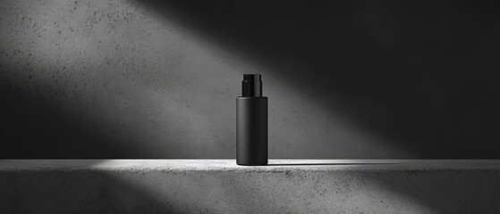 Eco-Friendly Minimalist Skincare Bottle on Concrete with Dramatic Lighting