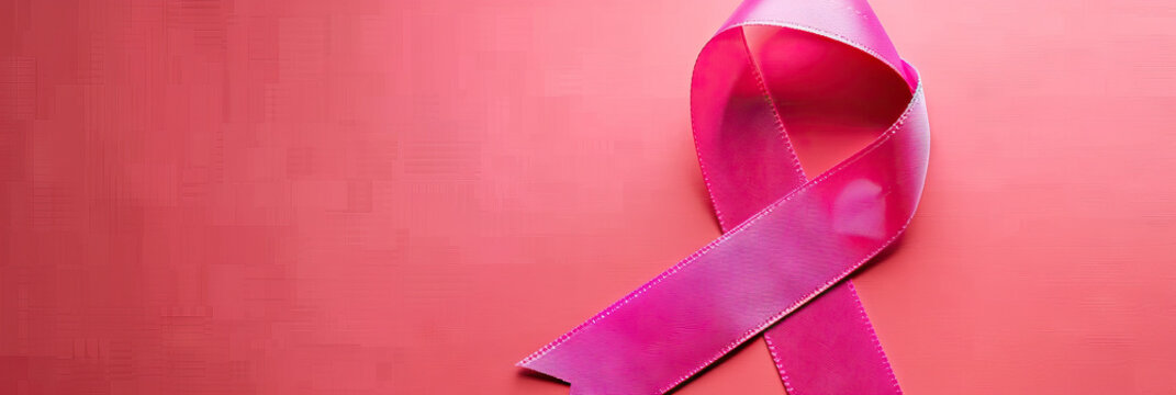 Breast Cancer Awareness: A bright pink ribbon, prominently displayed against a medical background, serving as a reminder of the importance of early detection and prevention.