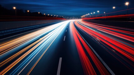 A close-up of a glowing line of light streaking across a dark background, representing the speed of light in modern information transmission. The light trail creates dynamic motion,