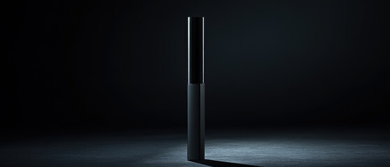 Bold and Dramatic Black Mascara Tube in Spotlight on Dark Background
