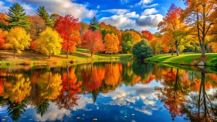 autumn, water, lake, fall, landscape, trees, river, sky, nature, tree, reflection, forest, blue, park, pond, foliage, leaves, green, colorful, season, yellow, orange, color, colors, clouds