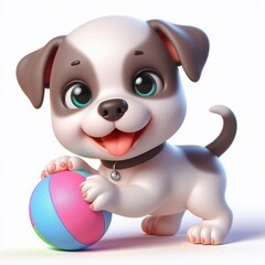 Naklejka premium 3D lachendes Pitbull Baby Welpe