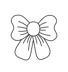 Coloring page. Nice bow. Black and white cartoon bow. Vector.