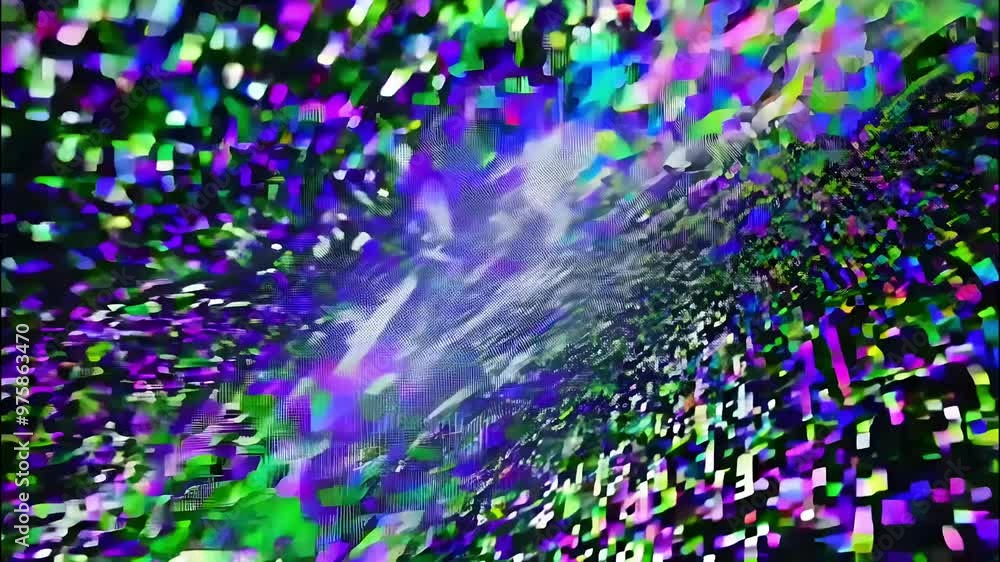 Poster vibrant abstract digital art featuring swirling colors and geometric patterns creating a dynamic, im