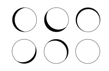Illustration depicts a series of circles with varying crescent shadows, resembling moon phases