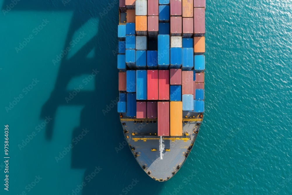 Poster innovative aerial perspective of a smart port utilizing realtime monitoring systems for optimized ca